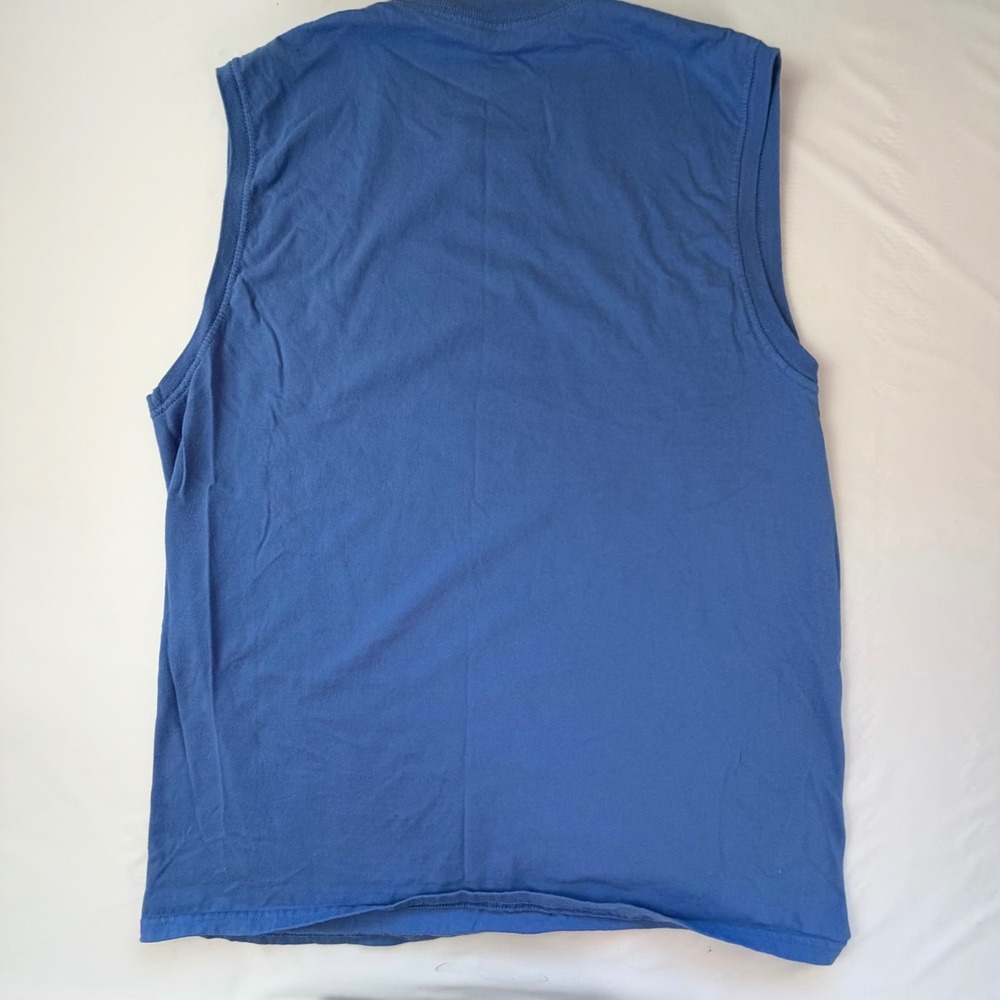 Athletic Works Muscle Tank Mens Large Blue 100% Cotton Sleeveless Gym Shirt